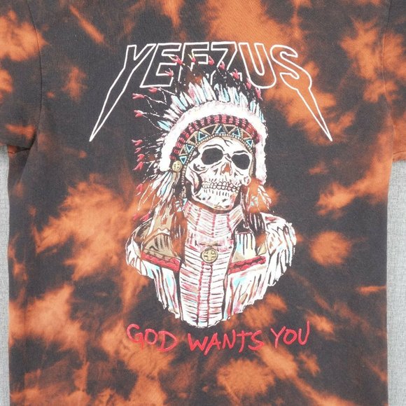 Yeezus Kanye Shirt Youth Extra Large Black Orange Tie-Dye Short Sleeve Crew Neck - Picture 2 of 8